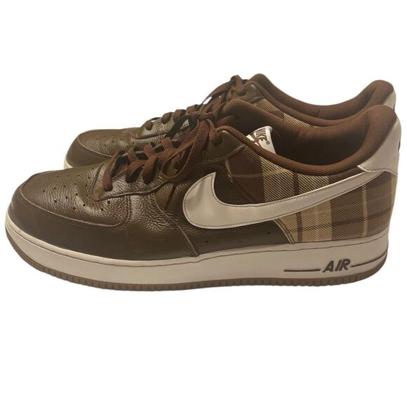 Nike Air Force 1 '07 LX Sneakers Brown Plaid Cacao US 15 Fall Streetwear Rare - Picture 4 of 12
